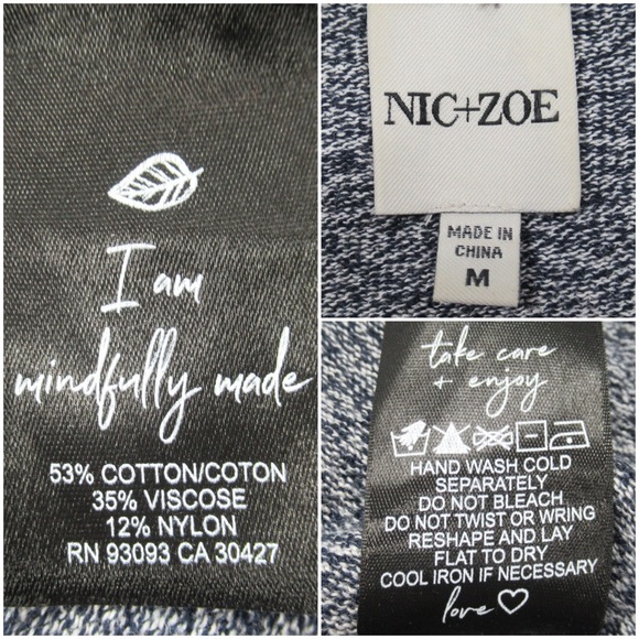 NIC+ZOE Marled V-Neck Casual Long Sleeve Knit Top Tee Women’s Size Medium - Picture 10 of 11